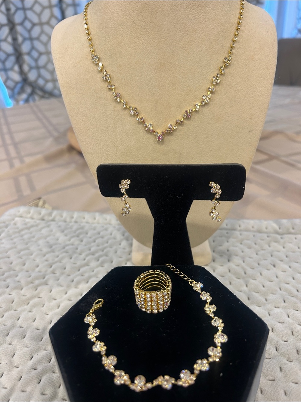 SPECIAL! 4 PC Crystal Necklace, Bracelet, Earring & Ring Set-NWT